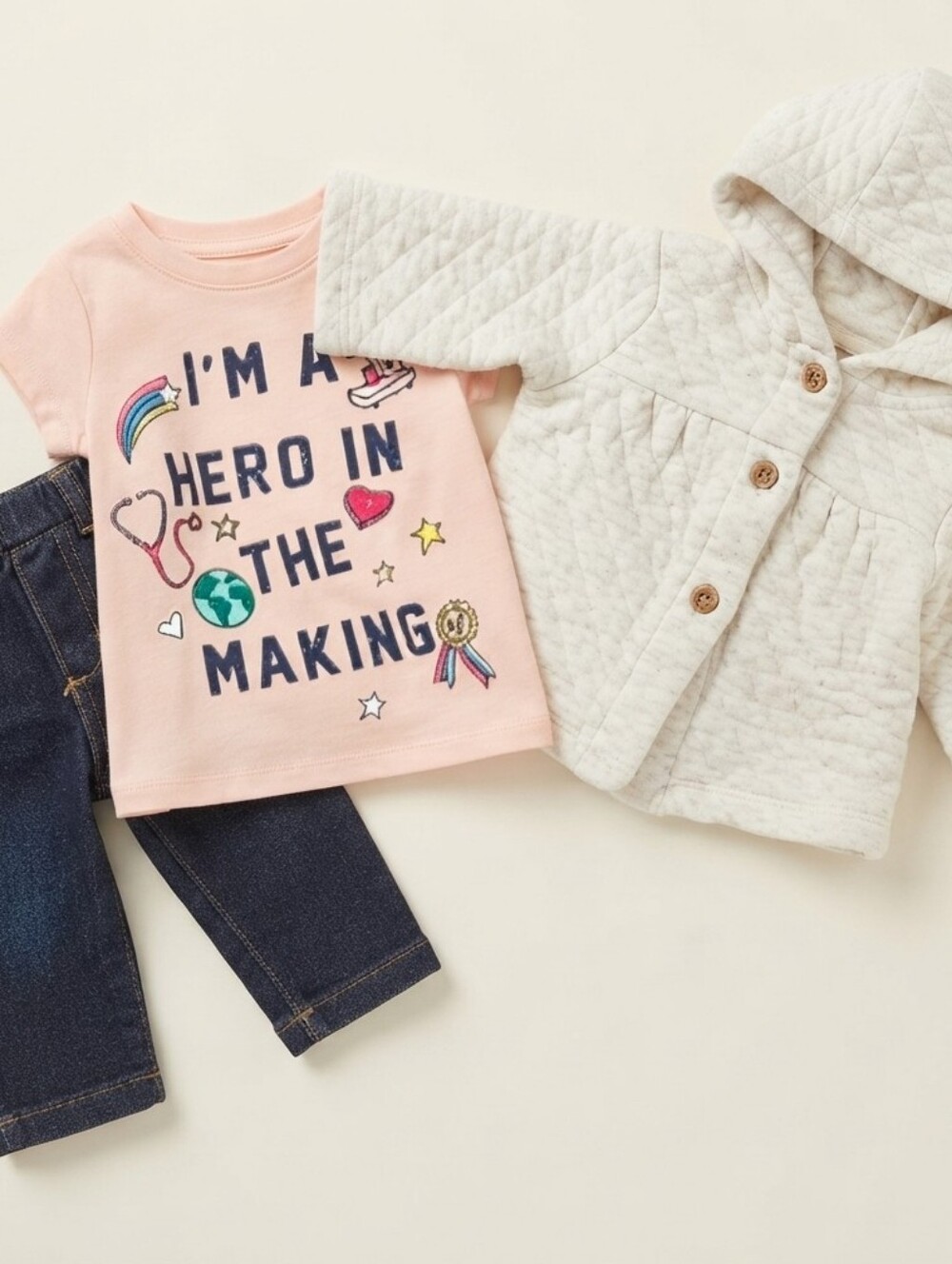 Carter's 3M Baby Outfit with Graphic Tee and Quilted Jacket